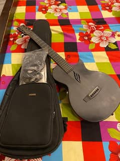 nova go black semi acoustic and electric guitar