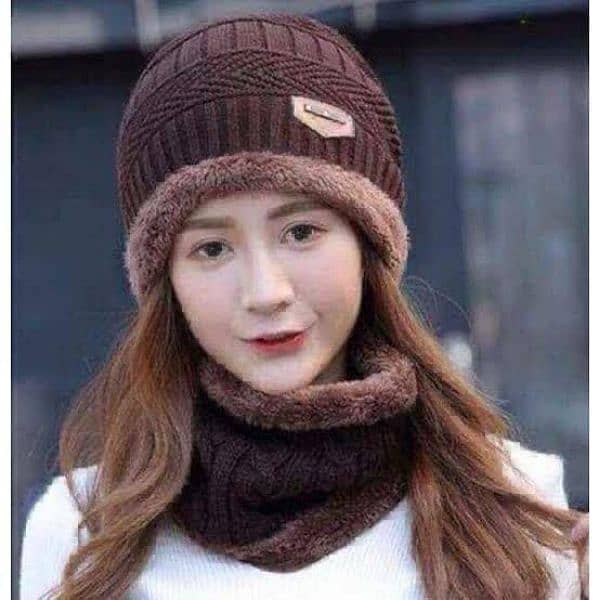 beanie wool Cap and neck warmer 5