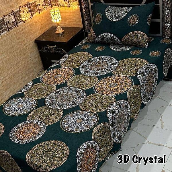 4 Pcs Crystel Cotten Printed Single Bedsheets Available in all Designs 2