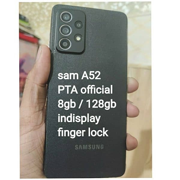 SAM A52 Orignal PTA۔  All ok 8gb/ 128gb 0