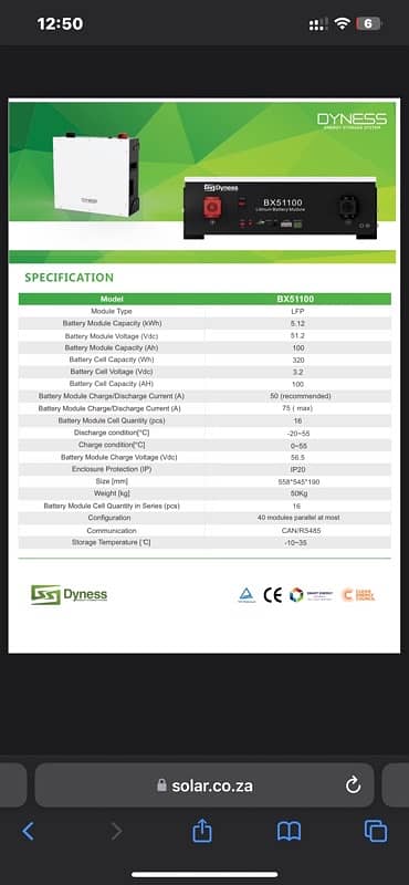 DYNESS LITHIUMION SOLAR BATTERY 4