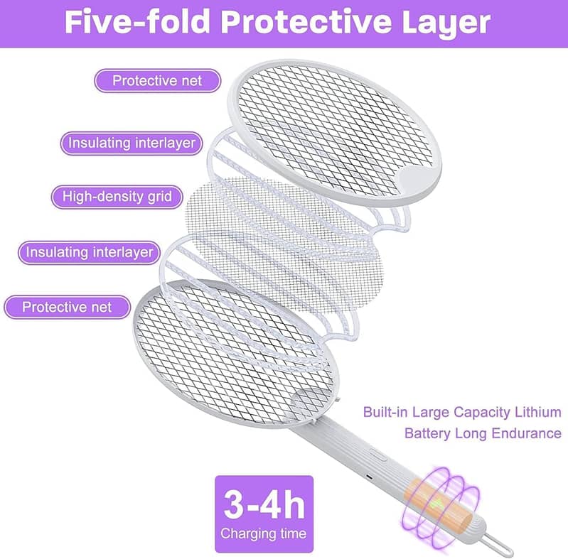 2in1 Electric Fly Swatter Racket,3500V HighVoltage Electric Bug Zapper 6