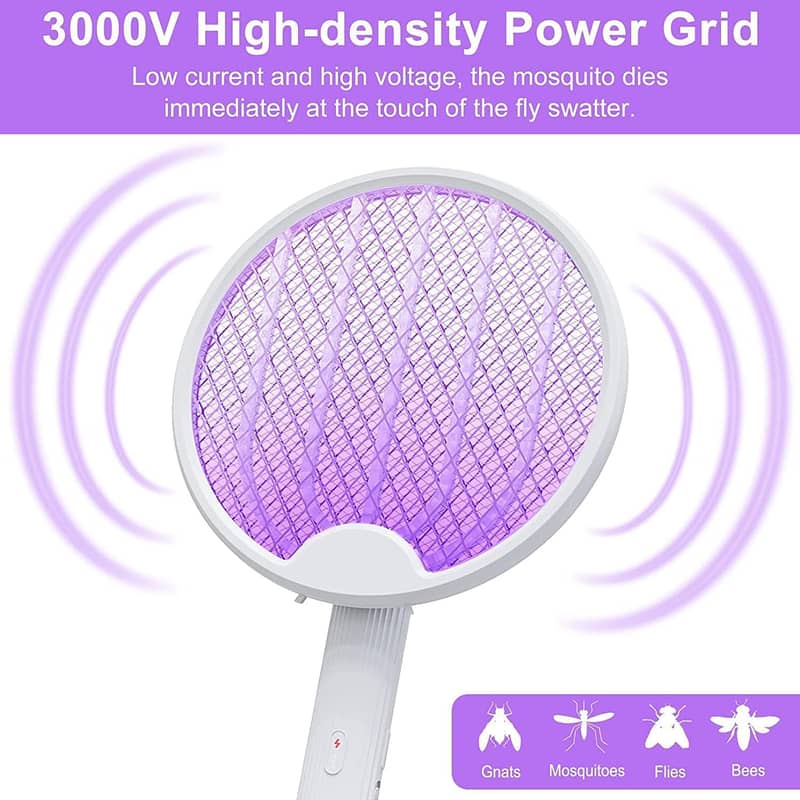 2in1 Electric Fly Swatter Racket,3500V HighVoltage Electric Bug Zapper 12