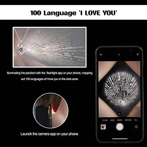 I Love You Necklace 100 Languages Projection Heart Pendant Necklace 6