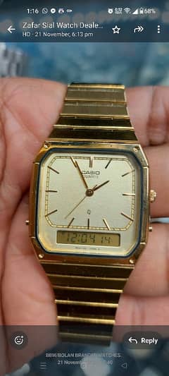 New Casio Analog and Degital Original Ventage Golden Watch for sale