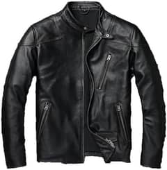 Men Black Cowhide Jacket Genuine Leather Coat. Quality