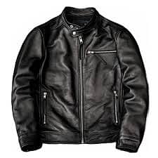 Men Black Cowhide Jacket Genuine Leather Coat. Quality 1