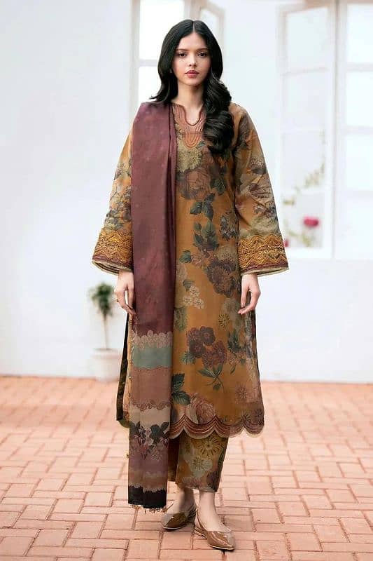 stylish 3 PCs krundi suit with digital print pattern 0