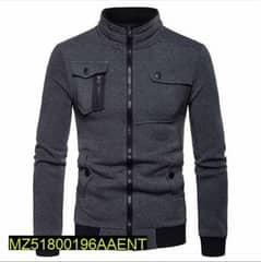 1 Pc Man's Stitched Fleece Zipper Jacket Color Grey