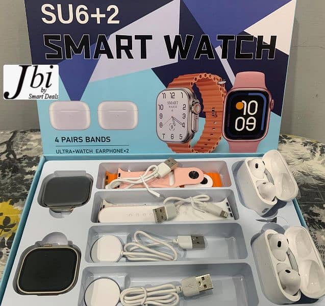 SU6+ 2 *Ultra Smart Watch 4 straps + 2 earbuds 0