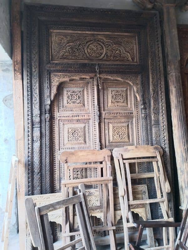 main entrance diyar wooden door for sale in Antique Handicrafts design 0