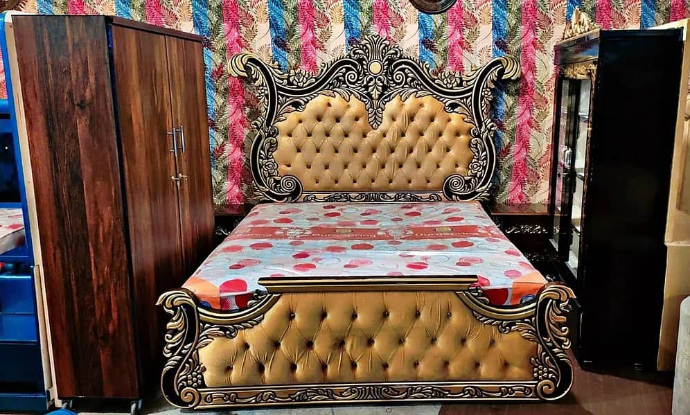 bed set - king size bed - double bed - poshish bed - bed - side table 7