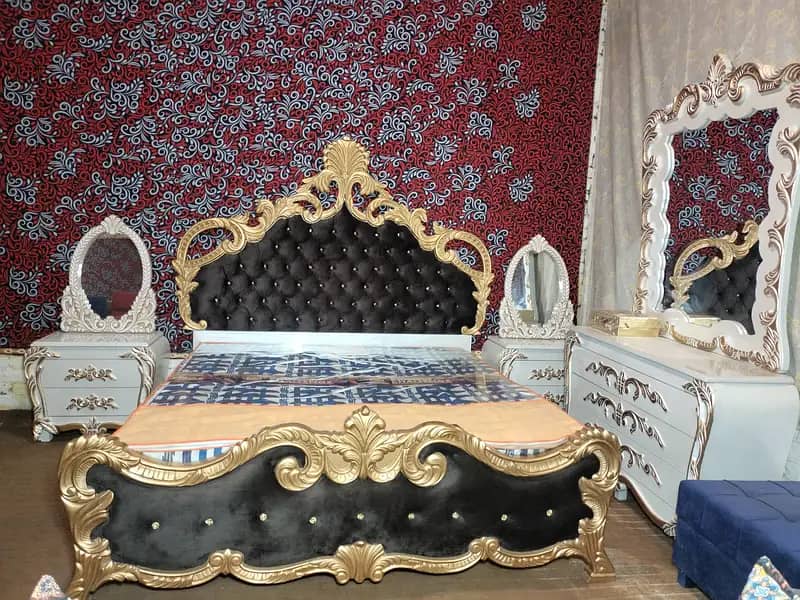 bed set - king size bed - double bed - poshish bed - bed - side table 12