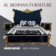 bed set - king size bed - double bed - poshish bed - bed - side table