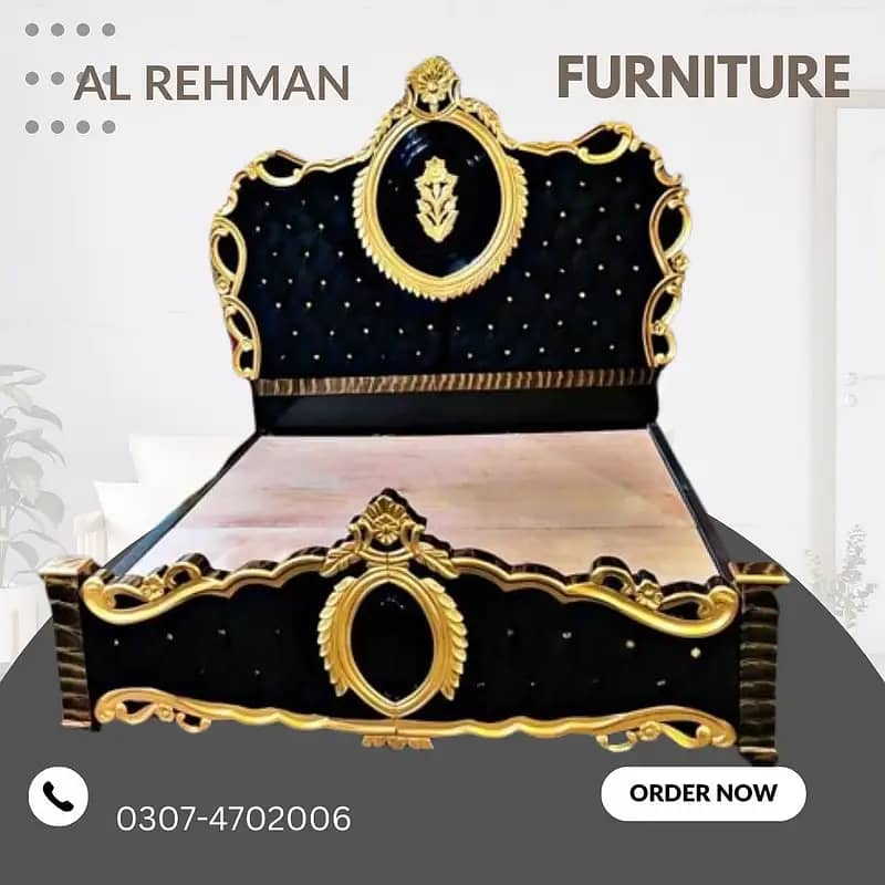 bed set - king size bed - double bed - poshish bed - bed - side table 10