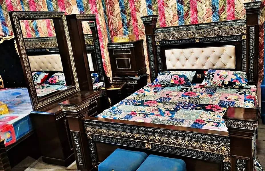 bed set - king size bed - double bed - poshish bed - bed - side table 18