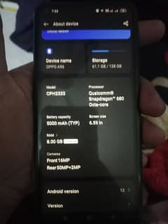 oppo a96 with box charger sath ha good condition 8+4gb 128gb