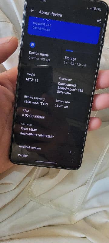 ONEPLUS 9RT 8GB RAM 128GB SNAPDRAGON 888 DUAL SIM NON PTA . 6