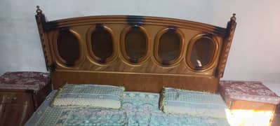 double Bed side table dressing table showcase 3door sev almari