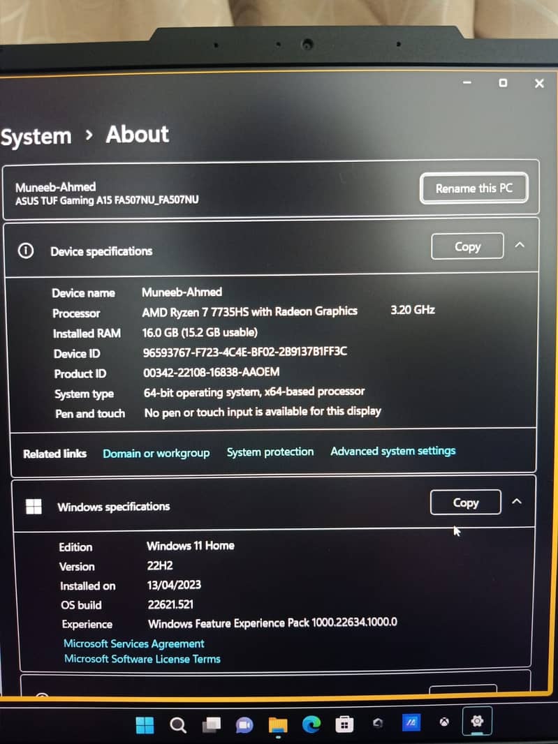 "ASUS TUF Gaming A15 (2023) - Ryzen 7, RTX 4050, 16GB RAM, 144Hz" 4