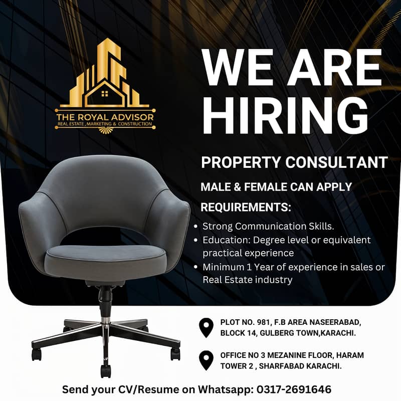 We are looking for a Property Consultant & HR Recruiter 0