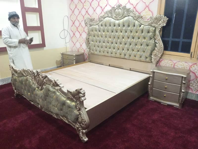 bed side dressing / Double bed / wooden bed / bed set / Furniture 5