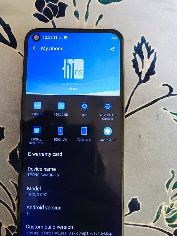 Tecno Camon 15 for sale with box 2