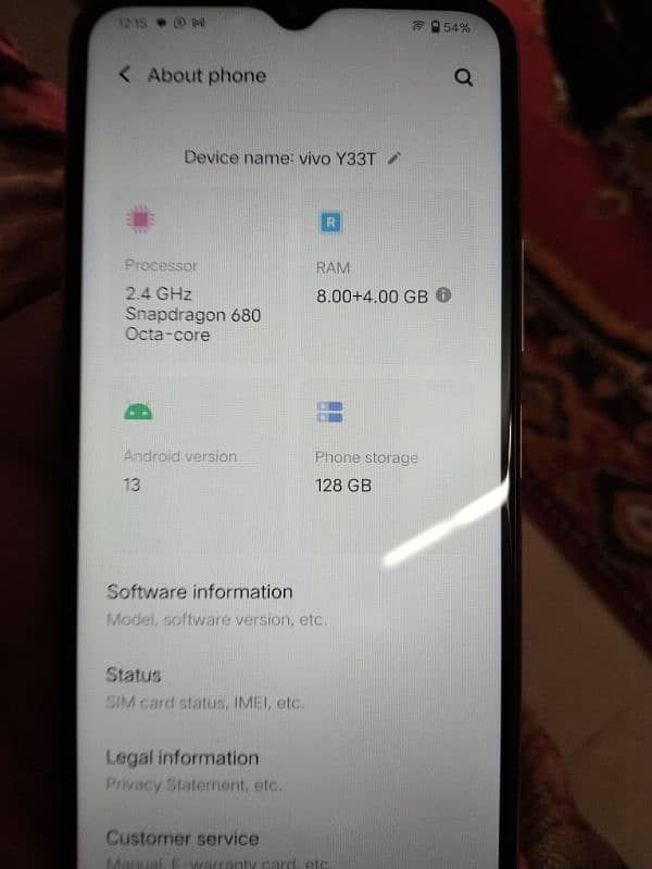 Vivo y33t in best condition 8/128 2