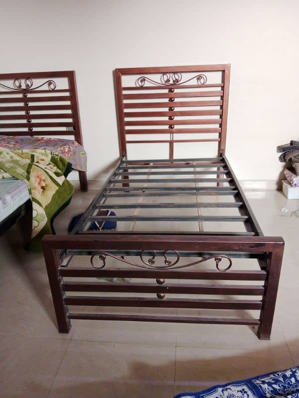 pair of iron bed without mattress 0