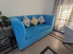 7 Seater Sofa Set Turquoise Color In Keekar Solid Wood Structure