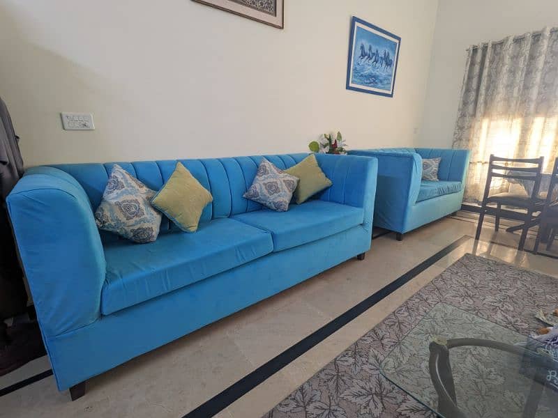 7 Seater Sofa Set Turquoise Color In Keekar Solid Wood Structure 1