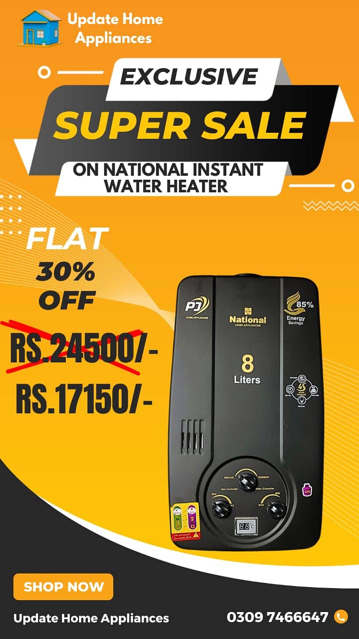 National Instant Geyser/ Water Heater  / 8 litre / 1Year Warranty 0