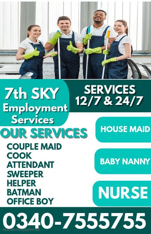 HOUSE MAID,BABY NANNY,HELPER,BATMAN,COUPLE,SWEEPER,DRIVER,NURSE,ETC 0