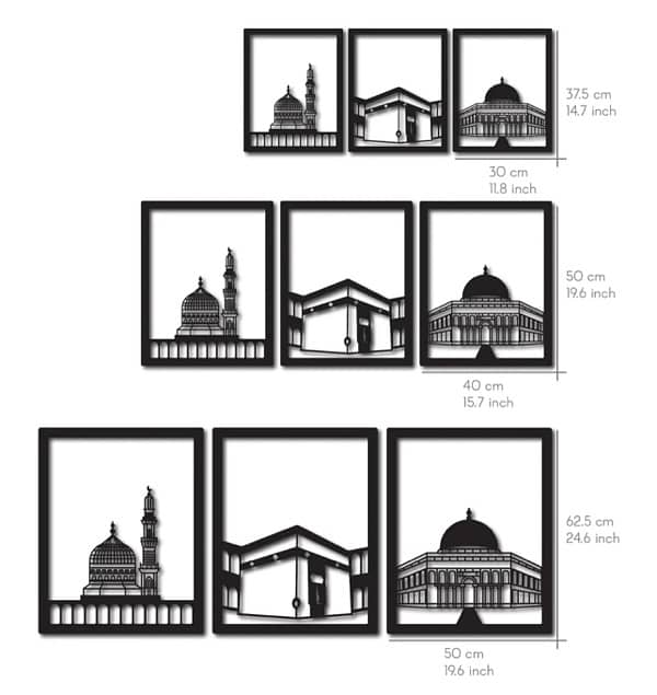 MASJID AL AQSA, MASJID AL-HARAM, MASJID AN-NABAWI ISLAMIC WALL ART 6