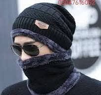 Knitted Cap Neck Warmer Winter Hat Woolen Winter Cap + Face Mask