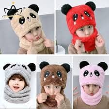 Knitted Cap Neck Warmer Winter Hat Woolen Winter Cap + Face Mask 4