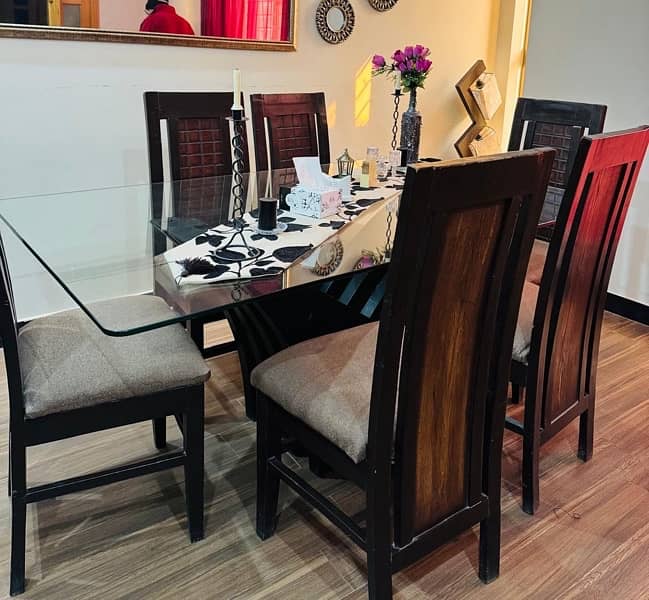 6 six seater wooden dining table for sale | table & chairs 1