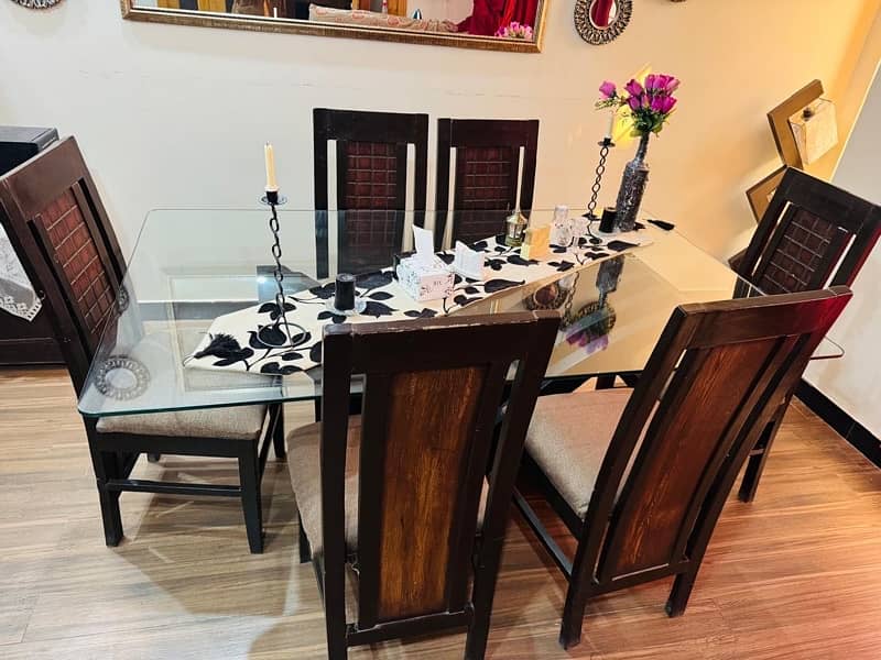 6 six seater wooden dining table for sale | table & chairs 4