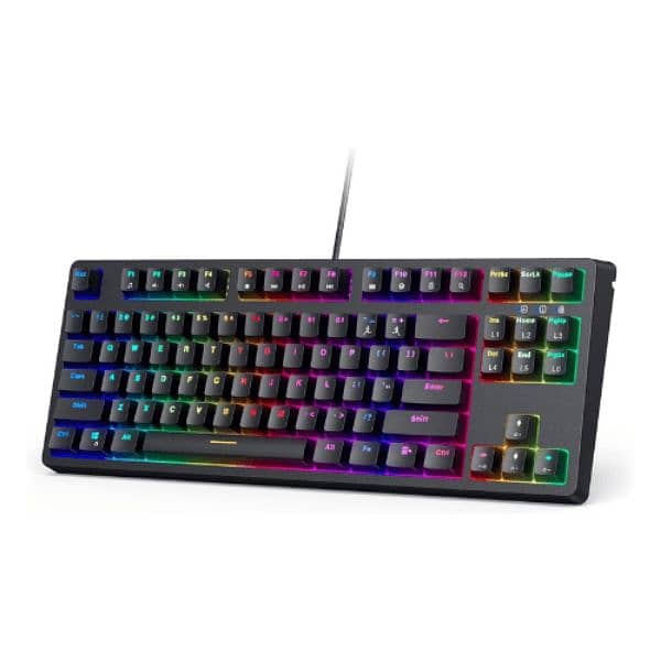 Aukey KM-G14 RGB Mechanical RED Switches TKL Gaming Keyboard – Black 0