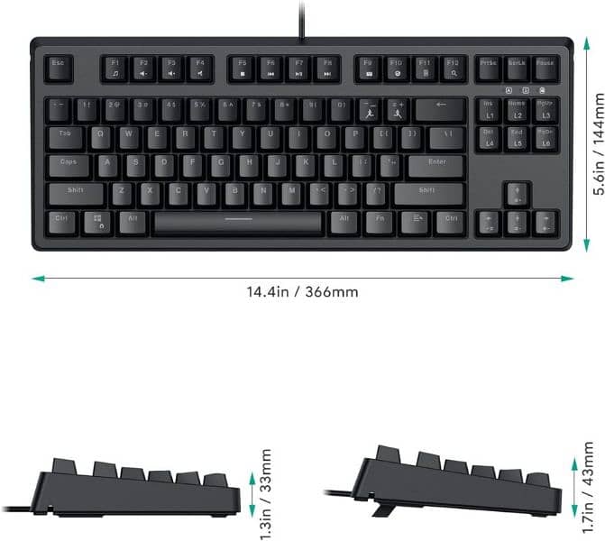 Aukey KM-G14 RGB Mechanical RED Switches TKL Gaming Keyboard – Black 1