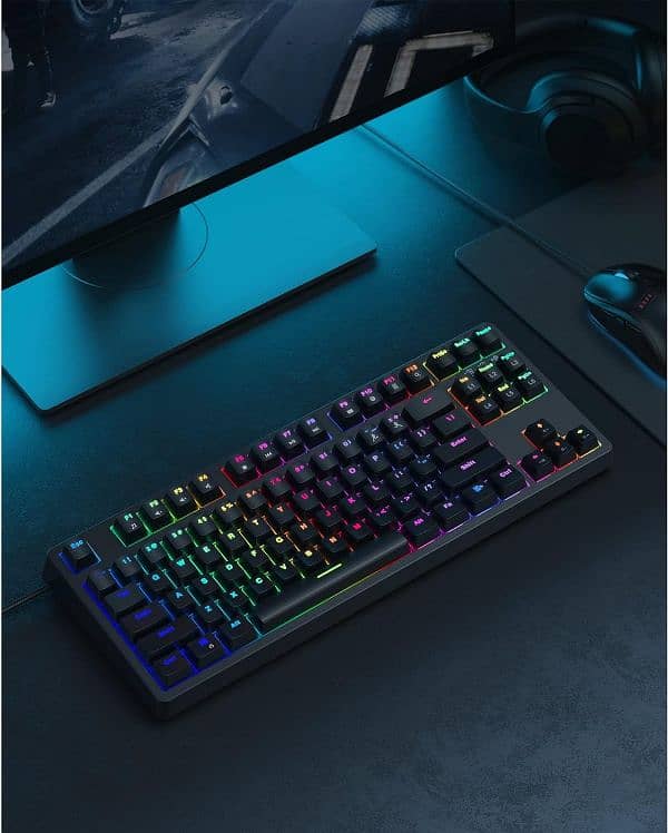 Aukey KM-G14 RGB Mechanical RED Switches TKL Gaming Keyboard – Black 6