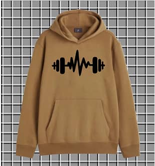 Brown dumbell pullover warm fleece kangroo hoodie for men and boys 2