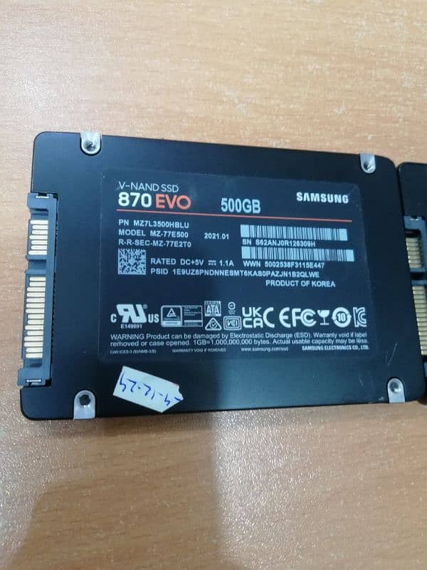 Samsung EVO 120GB & 500GB 2.5" SATA SSD with 100% Health (UAE Import) 2