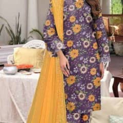 MOMINAZZ branded 3 pec suit whit leaser boring chiffon dupatta