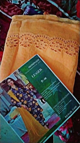 MOMINAZZ branded 3 pec suit whit leaser boring chiffon dupatta 2