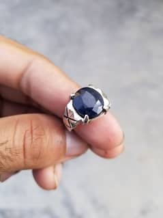 Neelam stone natural ring silver blue sappire gemstone