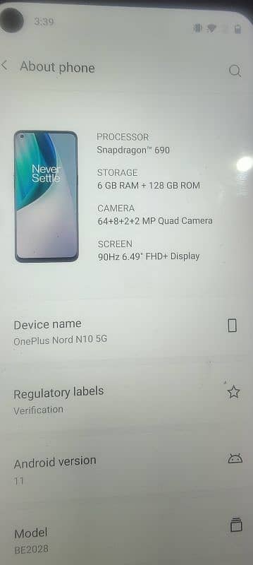 Oneplus Nord N10 5G  6/128 3