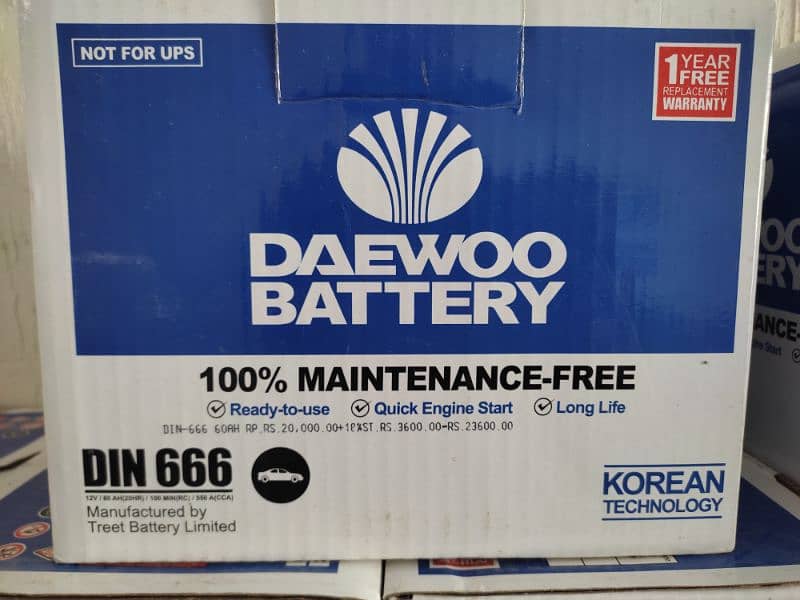 Daewoo battery Din-666 Alsvin, Hyundai, MG, Changan, Honda 0