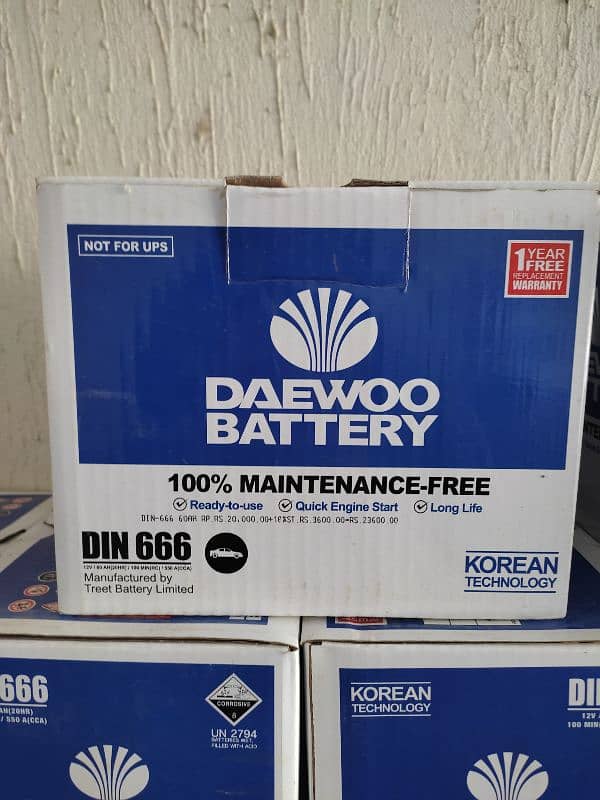 Daewoo battery Din-666 Alsvin, Hyundai, MG, Changan, Honda 1