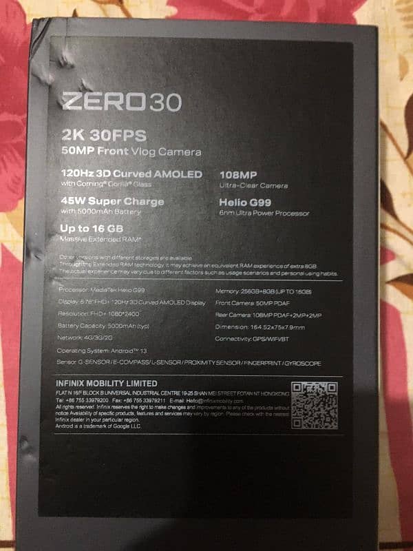 Infinix Zero 30 4G Warranty Available 6 month 1